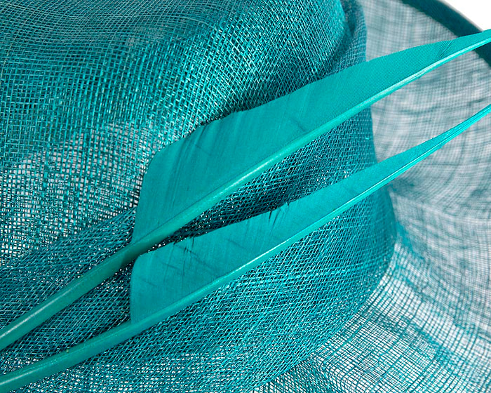 Elegant teal green hat with feathers - Image 5