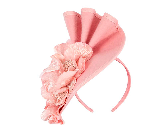 Large pink felt flower fascinator - Image 2