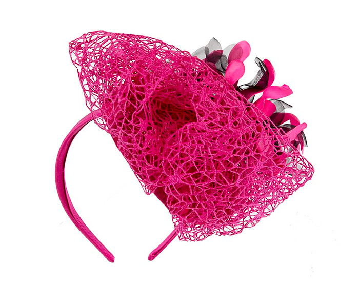 Bespoke fuchsia winter racing fascinator - Image 6