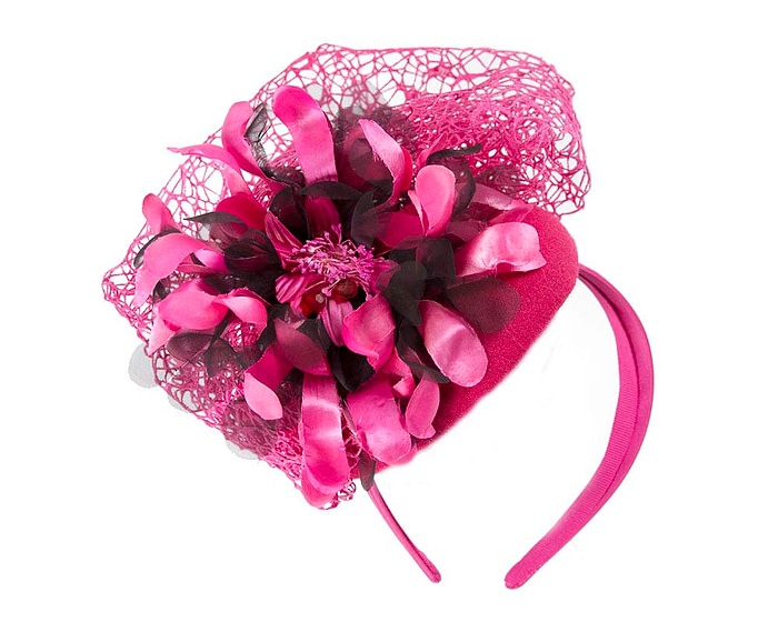 Bespoke fuchsia winter racing fascinator - Image 2