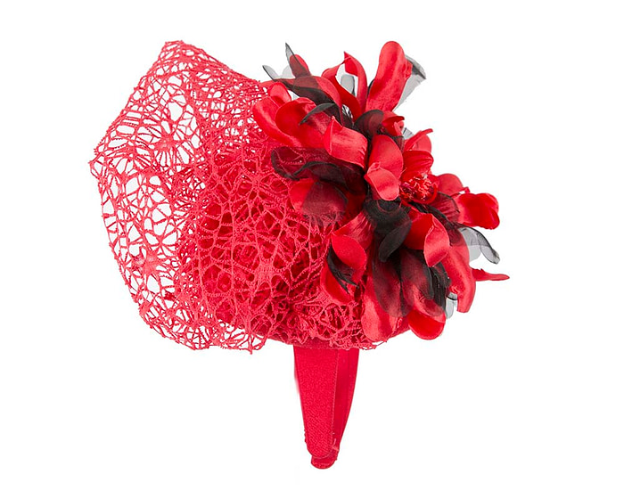 Bespoke red winter racing fascinator - Image 4