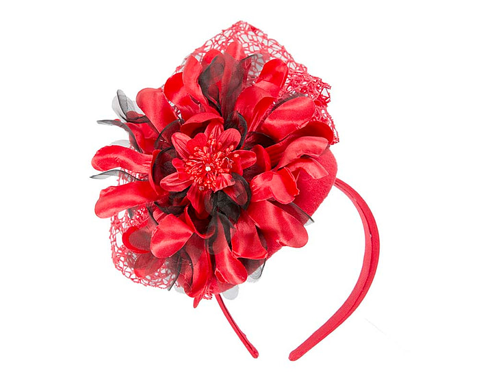 Bespoke red winter racing fascinator - Image 2