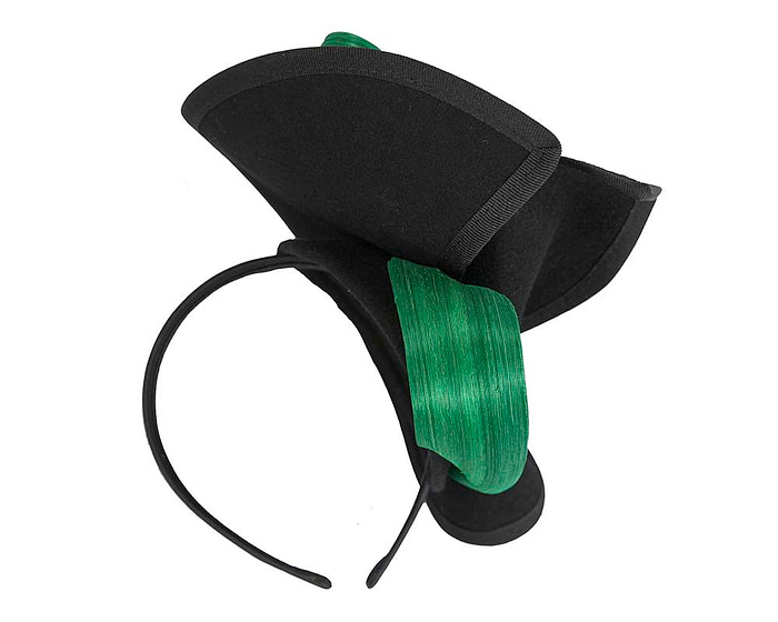 Twisted black & green felt fascinator by Fillies Collection - Image 6