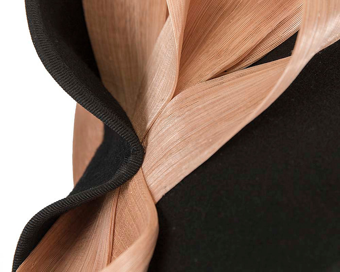 Twisted black & nude felt fascinator by Fillies Collection - Image 5