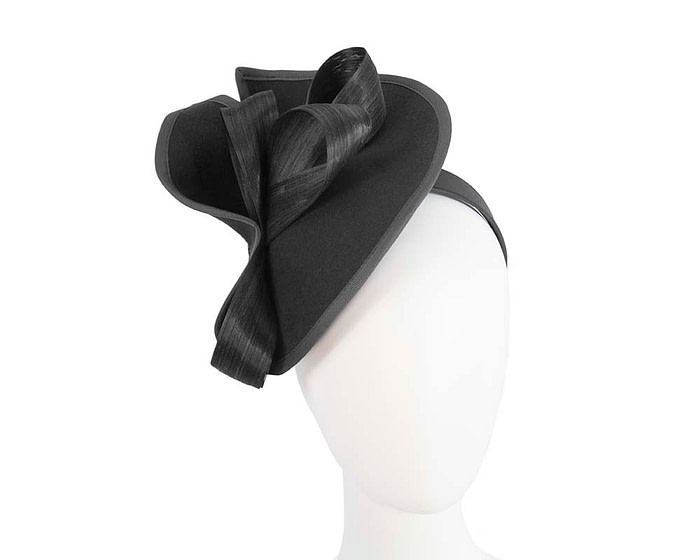 Twisted black felt fascinator by Fillies Collection