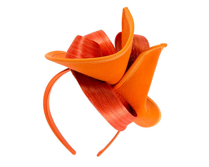 Twisted orange felt fascinator by Fillies Collection - Image 4