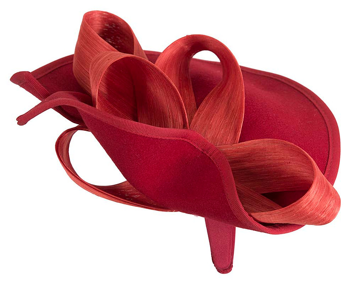 Twisted red & orange felt fascinator by Fillies Collection - Image 4