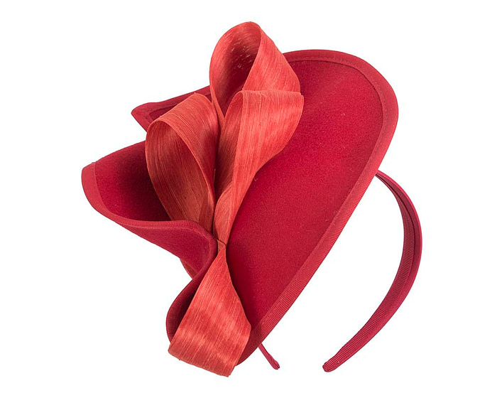 Twisted red & orange felt fascinator by Fillies Collection - Image 2