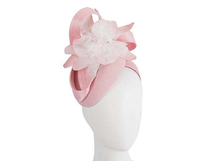 Tall pink winter racing pillbox fascinator by Fillies Collection