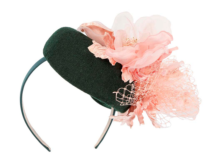 Green & pink pillbox with large flower by Fillies Collection - Image 6