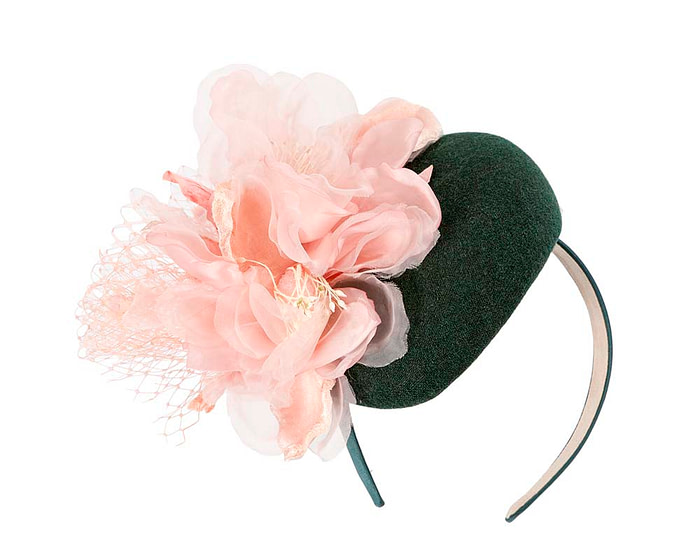 Green & pink pillbox with large flower by Fillies Collection - Image 2