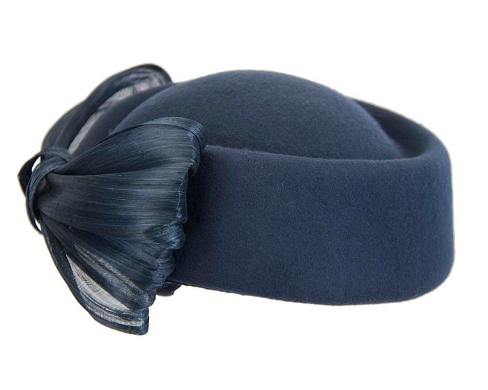 Navy Jackie Onassis style felt beret by Fillies Collection - Image 5