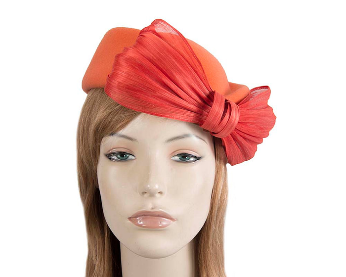 Orange Jackie Onassis style felt beret by Fillies Collection - Image 2