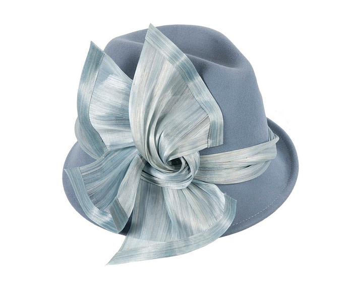 Light blue ladies winter fashion felt fedora hat by Fillies Collection F660 - Image 5