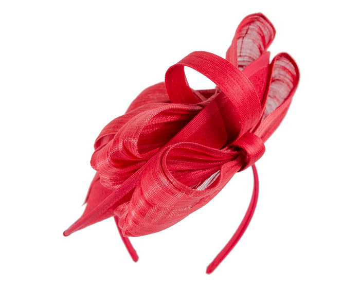 Red plate with bow winter fascinator by Fillies Collection - Image 4