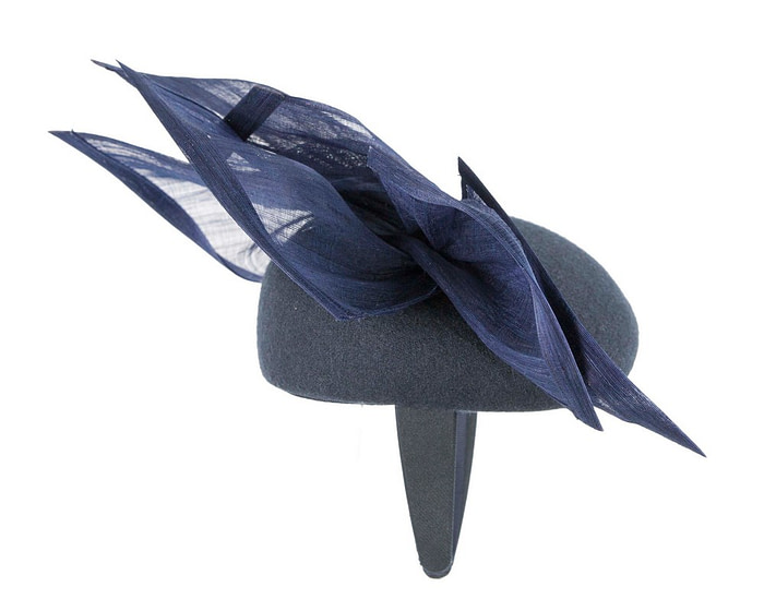 Bespoke navy winter racing fascinator by Fillies Collection F662 - Image 4