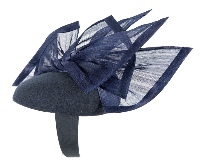 Bespoke navy winter racing fascinator by Fillies Collection F662 - Image 3