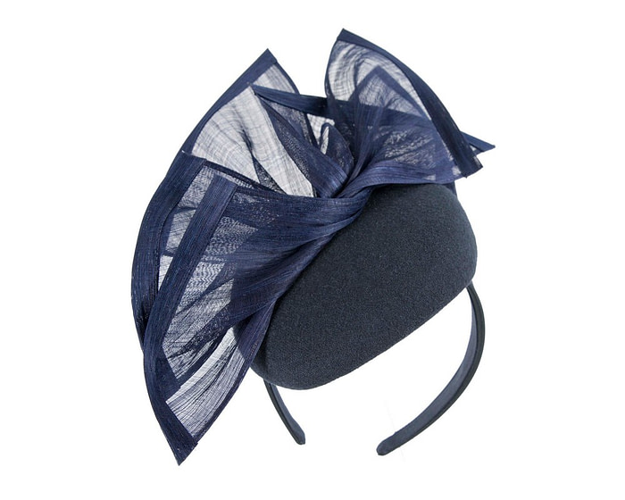 Bespoke navy winter racing fascinator by Fillies Collection F662 - Image 2