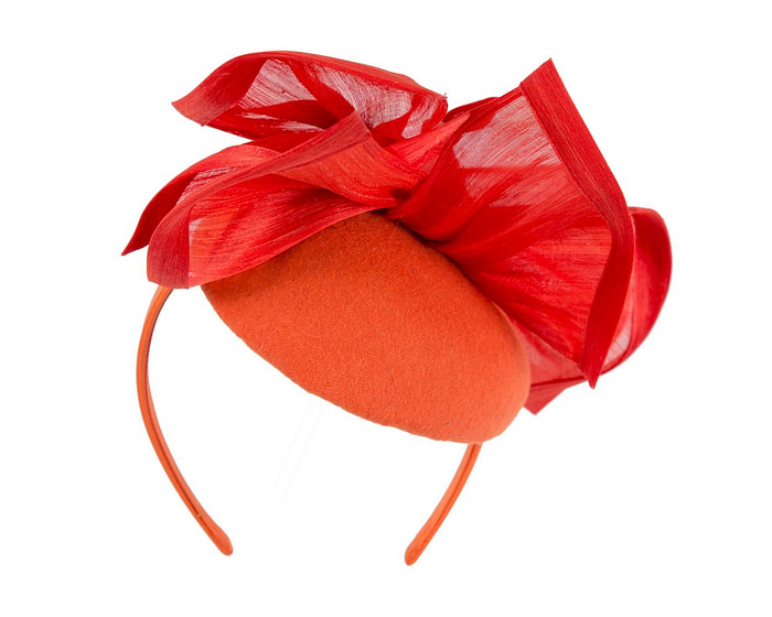 Bespoke orange winter racing fascinator by Fillies Collection - Image 6