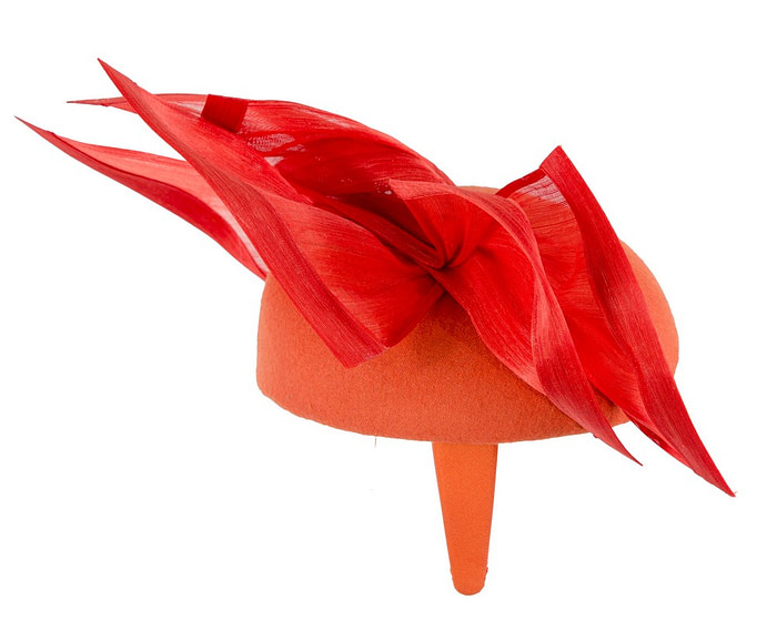 Bespoke orange winter racing fascinator by Fillies Collection - Image 4