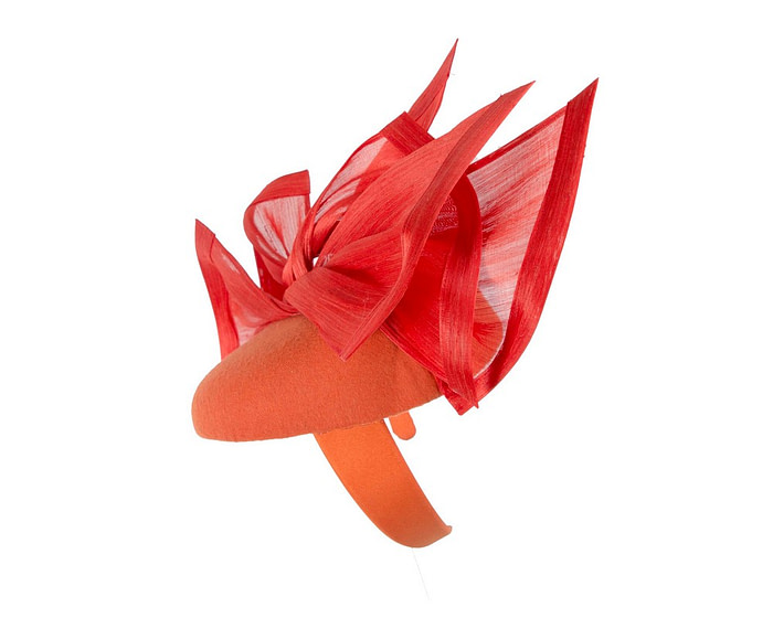 Bespoke orange winter racing fascinator by Fillies Collection - Image 3