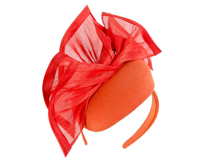 Bespoke orange winter racing fascinator by Fillies Collection - Image 2