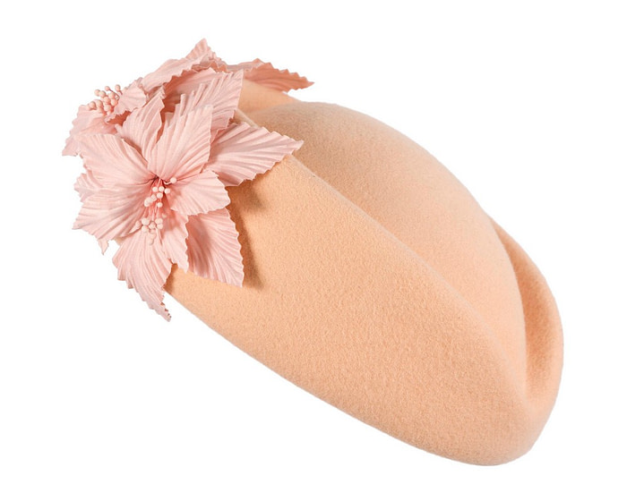 Large Beige felt beret hat by Fillies Collection - Image 3