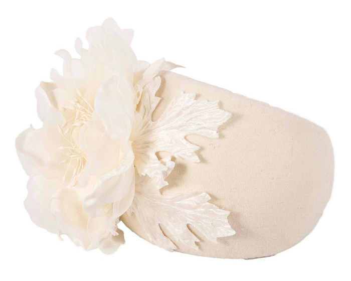 Wide cream headband with silk flower - Image 3