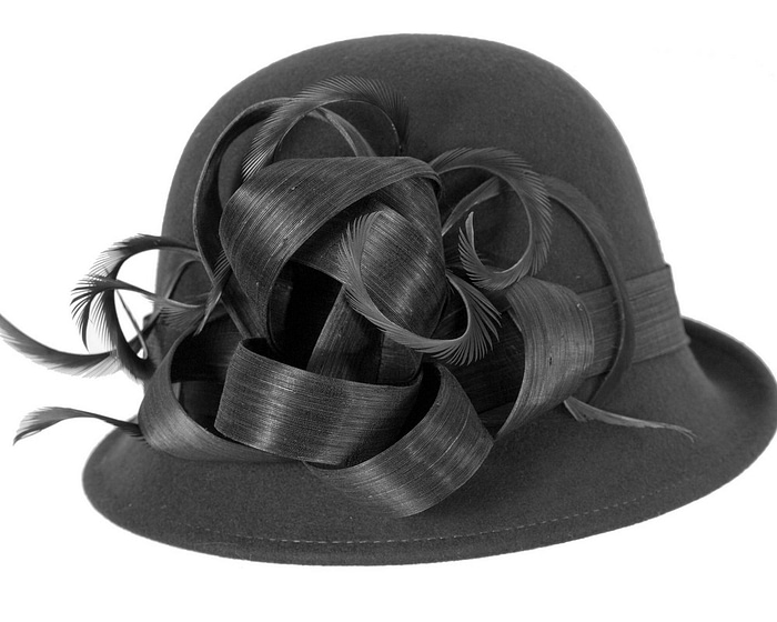 Exclusive black cloche winter hat by Fillies Collection - Image 4