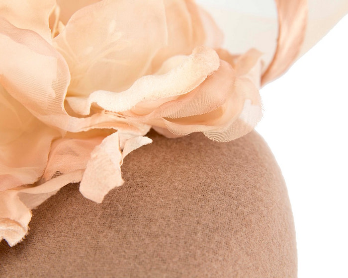 Beige winter pillbox fascinator with flower - Image 5