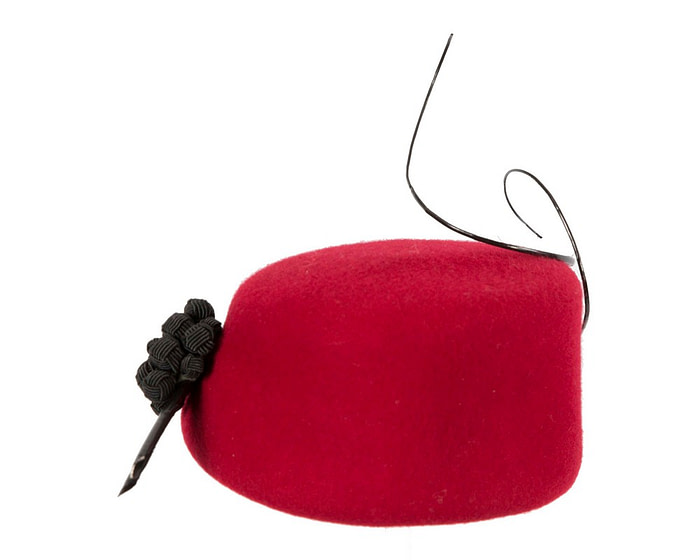 Bespoke red winter racing fascinator by Fillies Collection F675 - Image 3