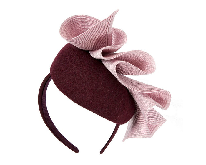 Wine & pink pillbox fascinator by Fillies Collection - Image 6