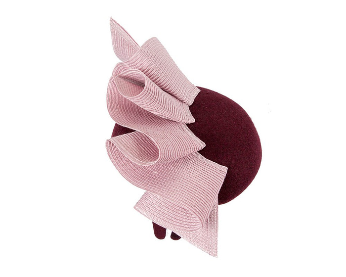 Wine & pink pillbox fascinator by Fillies Collection - Image 4