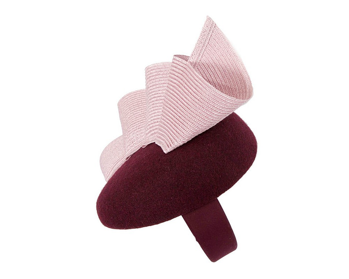 Wine & pink pillbox fascinator by Fillies Collection - Image 3