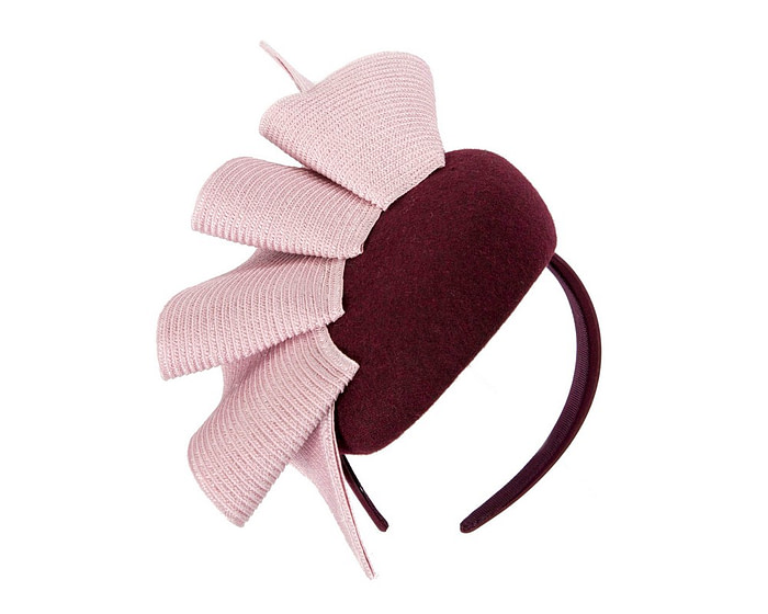 Wine & pink pillbox fascinator by Fillies Collection - Image 2