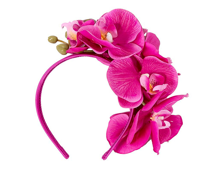 Bespoke fuchsia orchid flower headband by Fillies Collection S287 - Image 4