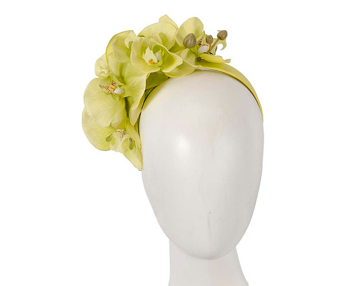 Bespoke lime orchid flower headband by Fillies Collection