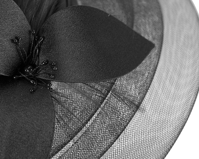 Black custom made mother of the bride hat - Image 4