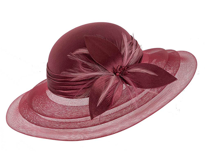 Burgundy wine custom made mother of the bride hat - Image 2