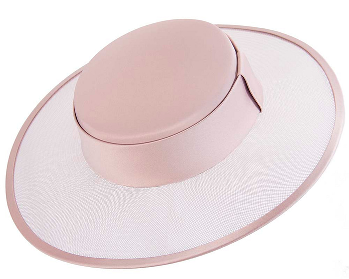 Dusty pink designers boater hat - Image 2