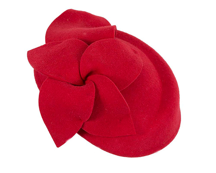 Red felt pillbox fascinator - Image 2