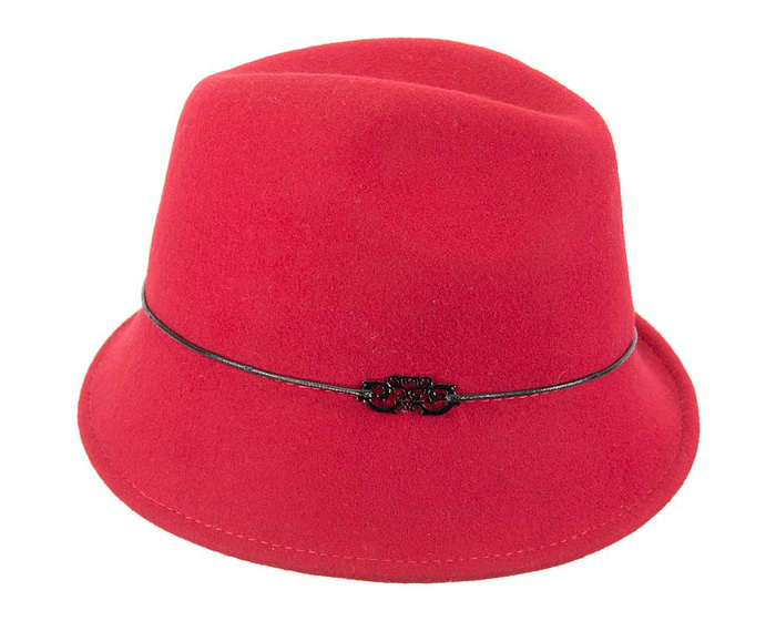 Red felt ladeis winter fedora hat - Hats From OZ