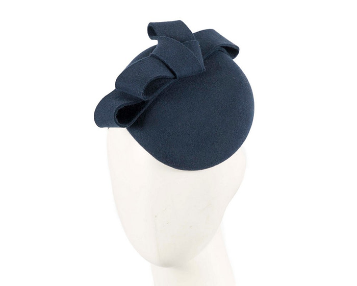 Navy felt winter racing pillbox fascinator - Hats From OZ