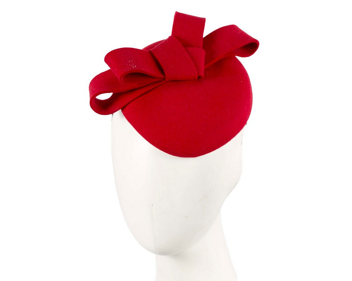 Red felt winter racing pillbox fascinator - Hats From OZ