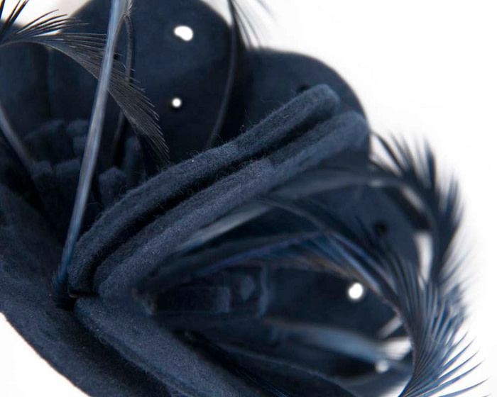 Navy felt flower winter fascinator - Hats From OZ