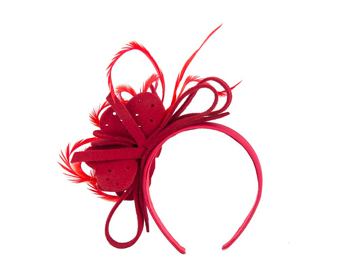 Red felt flower winter fascinator - Hats From OZ