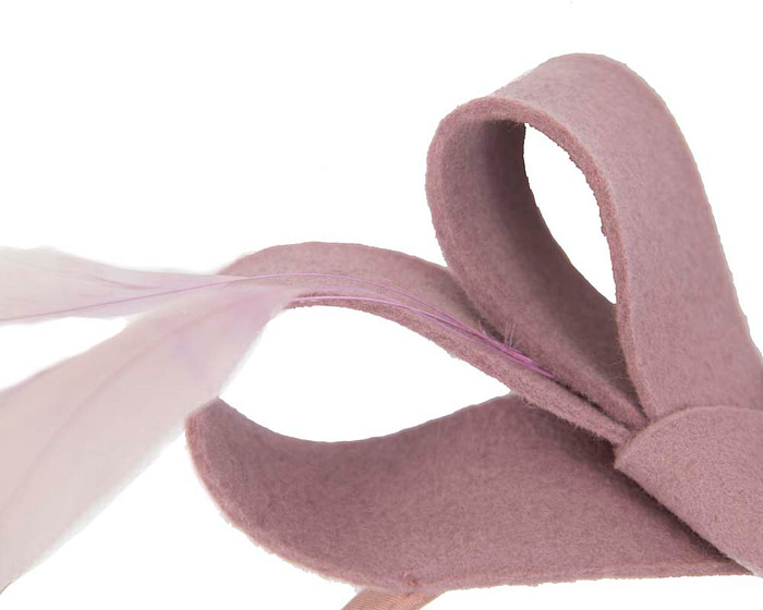 Dusty pink felt bow winter racing fascinator - Hats From OZ