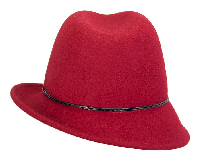 Red ladies fashion felt trilby hat by Max Alexander - Hats From OZ