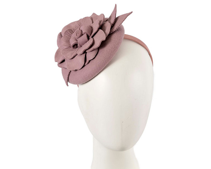 Dusty pink winter pillbox fascinator by Max Alexander