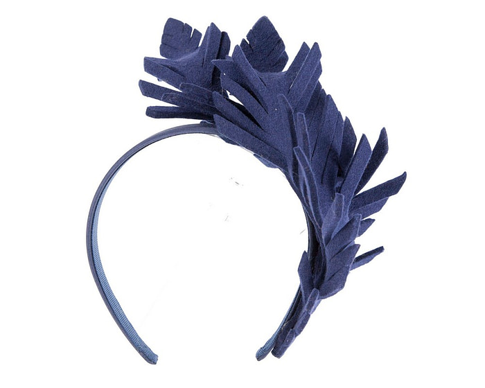 Navy felt leafs winter racing fascinator by Max Alexander - Image 2